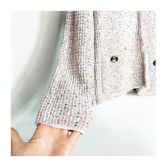 J. Jill Cotton Nylon Pink Cardigan Sweater Jacket Size S Clasp Front Textured V - Picture 7 of 10